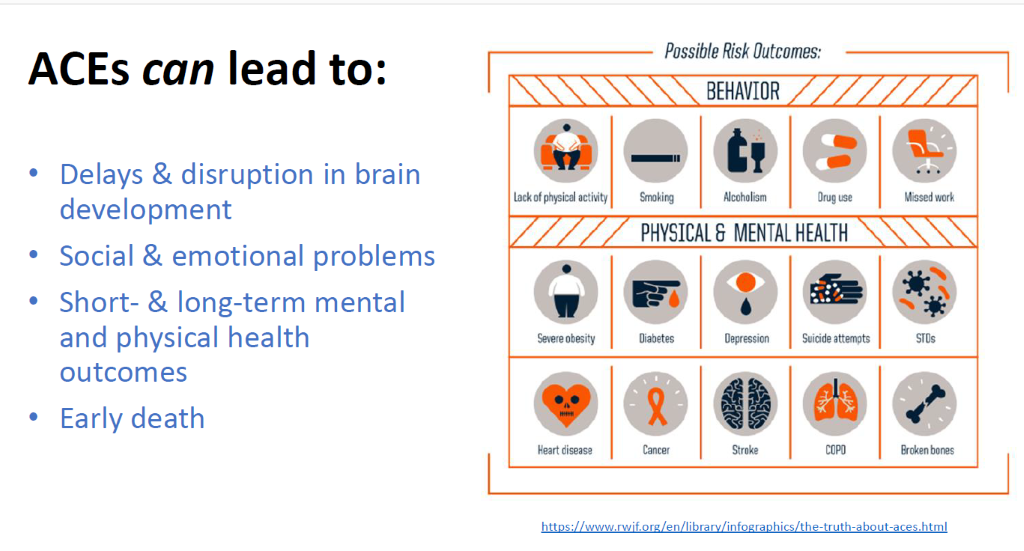 Image of possible risk outcomes that may affect individuals with adverse childhood experiences.